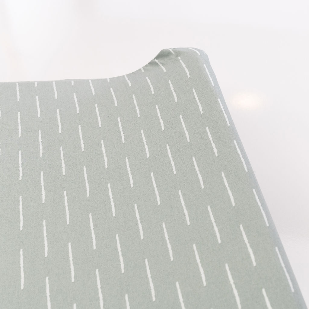 Baby Fingers in Chalk - Slate Changing Pad Cover - White Dashes on Slate - Olli+Lime